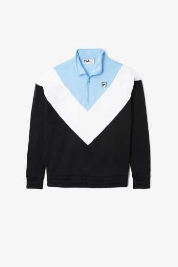 Fila Femme Ekanta 1/4 Zip 001 Noir / Bleu / Blanche Fila France QGO-734160